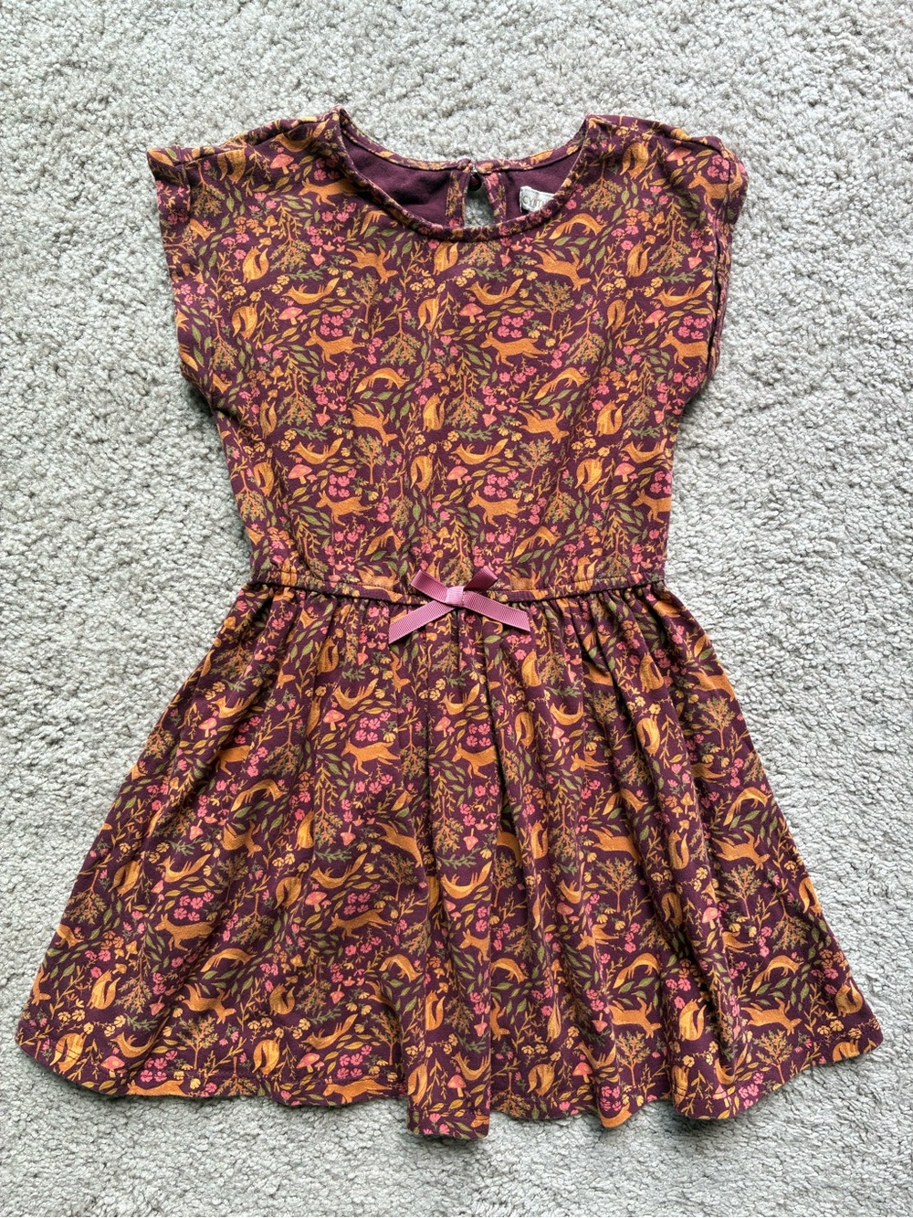 Cynthia Rowley Burgundy Floral Knit Dress with Pink Bow Accent